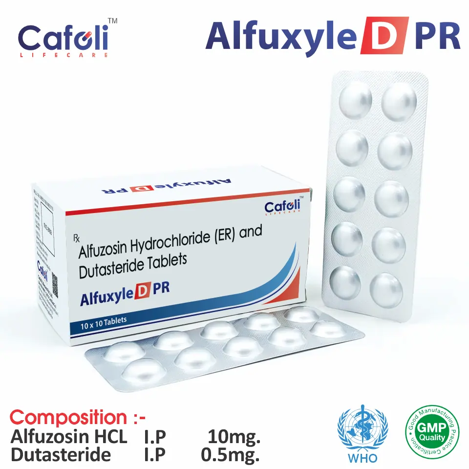 Alfuzosin 10mg + Dutasteride 0.5mg Tablet at best price in PCD Pharma Franchise for Urinary Flow Improvement.